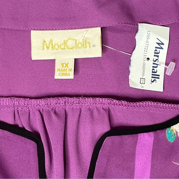ModCloth Purple Floral “Podcast Co-Host” Blouse Size 1X - Picture 13 of 15